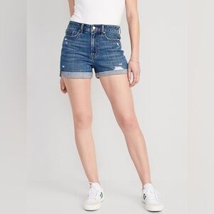 Old Navy High-Waisted OG Straight Ripped Jean Shorts Size 18 Distressed